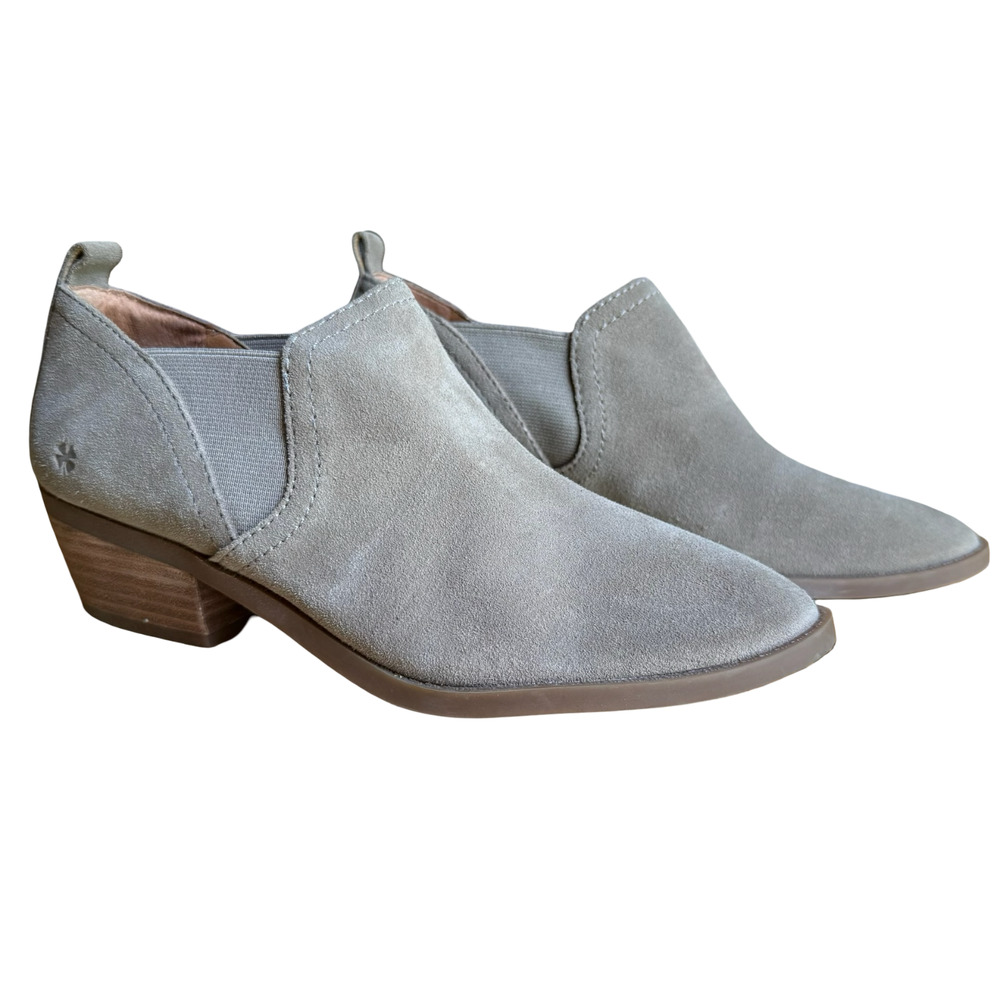 Lucky Brand Fallo Beige Suede Leather Ankle Boots Booties Boho Western sz 8 M
